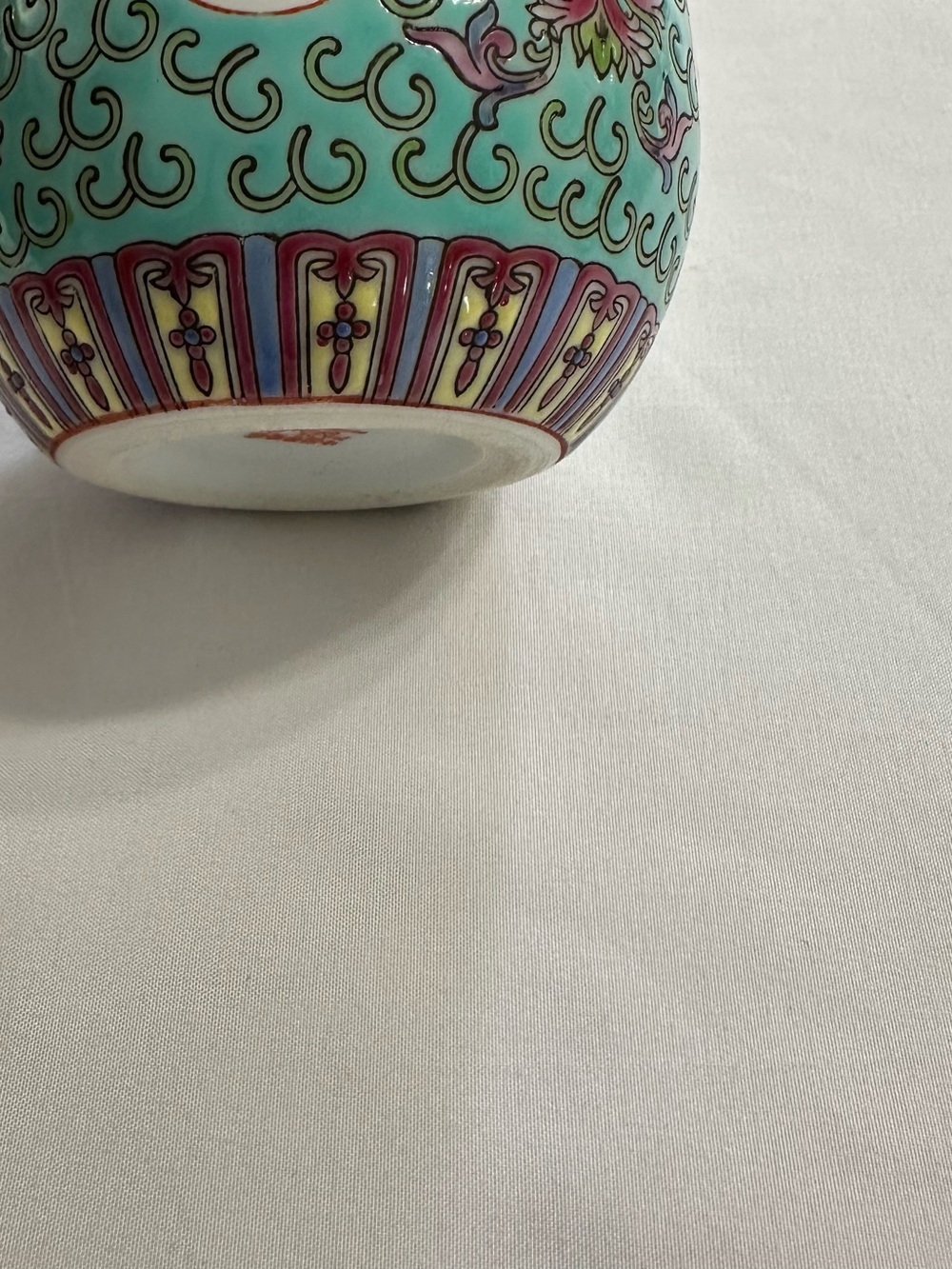 Turquoise Floral Porcelain Ginger Jar with Lid - Picture 10 of 10
